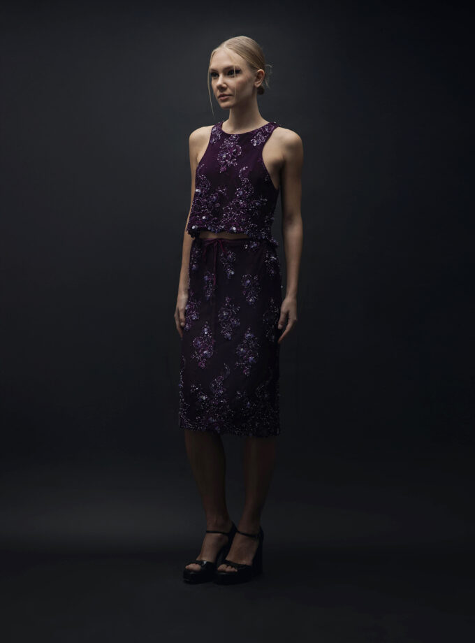 Solea - Dantel Üzeri İşlemeli Halter Bluz