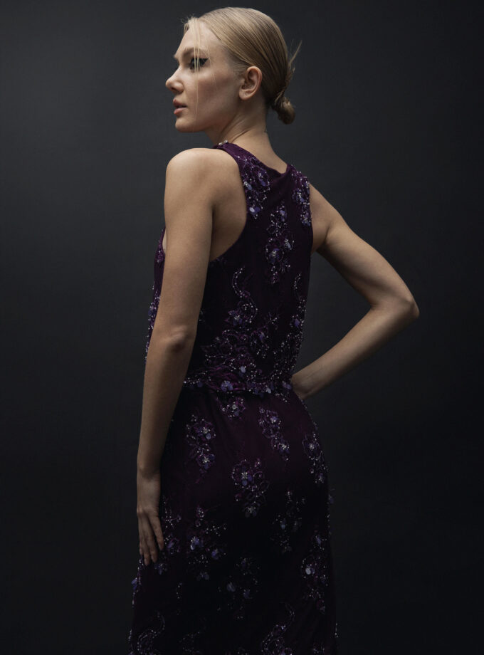 Solea - Dantel Üzeri İşlemeli Halter Bluz