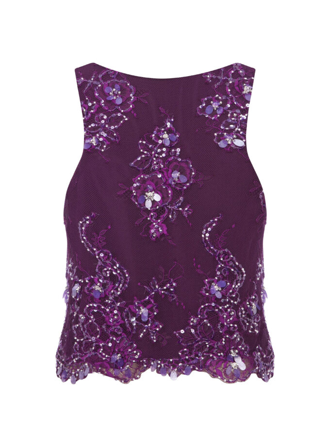 Solea - Dantel Üzeri İşlemeli Halter Bluz