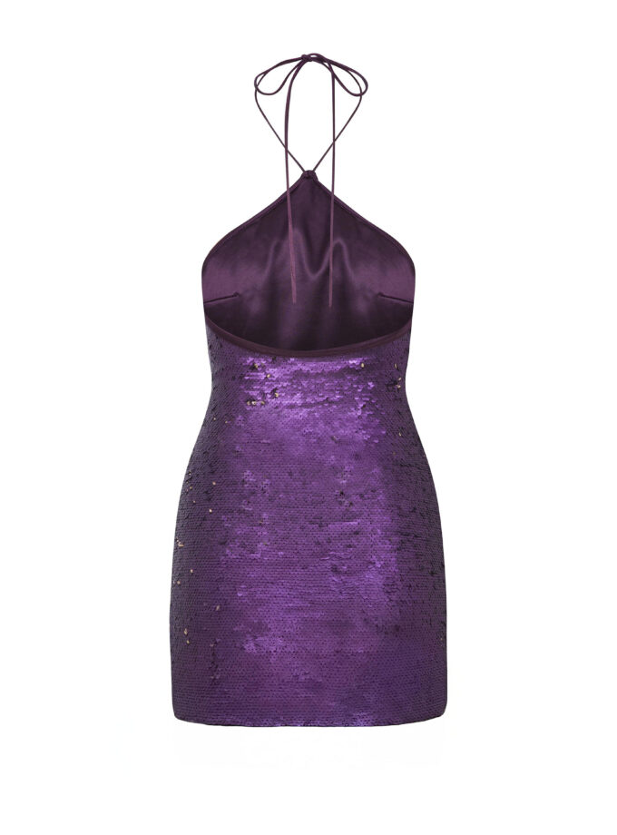 Nia - Çift Taraflı Payet Halter Yaka Taş Detaylı Elbise