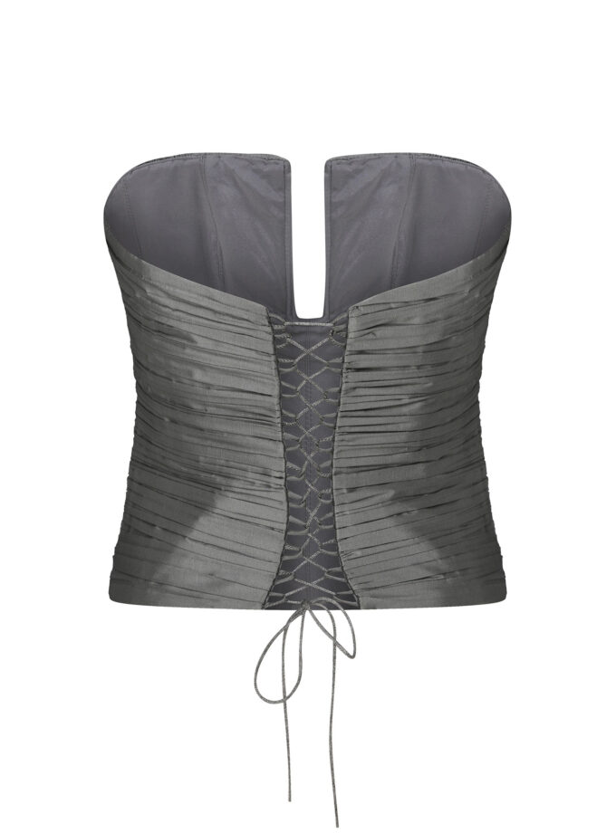 Haze - Drape Detaylı Gri Tafta Büstiyer